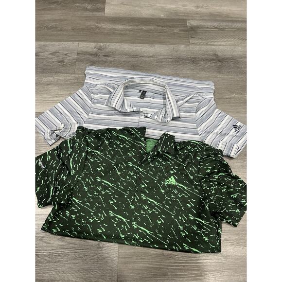 ADIDAS Lot of 2 Golf Polos Climalite Men's Short Sleeve Shirt Blue/Green Size M - Picture 1 of 7